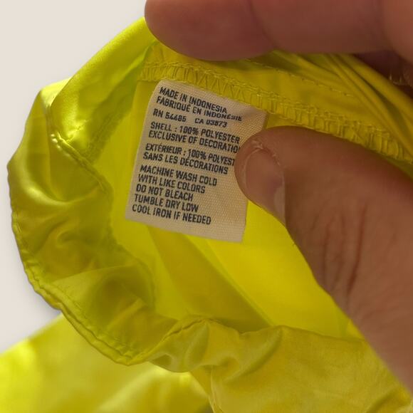 American Eagle Neon Yellow Windbreaker Jacket Women’s Small Zip Pockets Y2K W06 - Picture 5 of 6